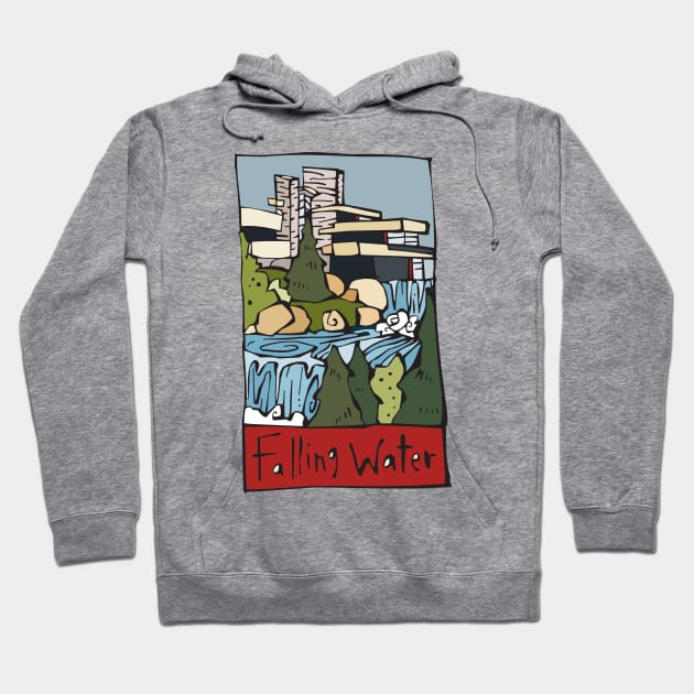 Falling Water building Hoodie by TheHappyLot